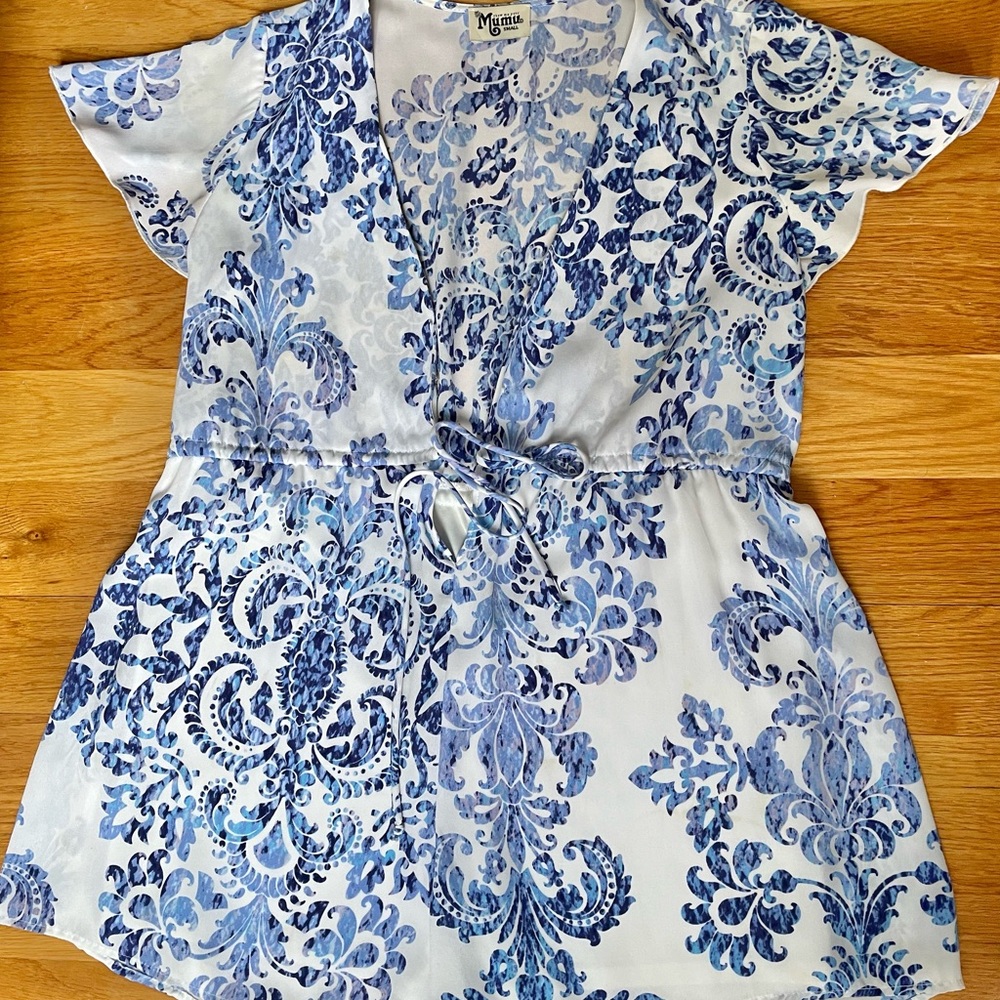 SHOW ME YOUR MUMU: Blue and White Floral Romper